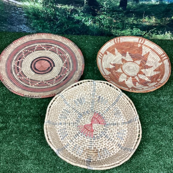 Other - Three Woven Round Baskets Decor